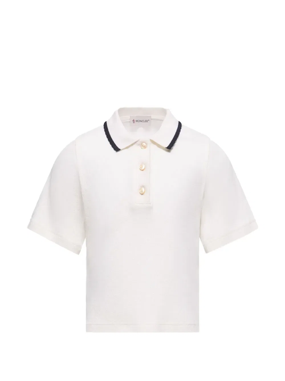Поло с текстурированной отделкой Moncler Enfant, нейтральный