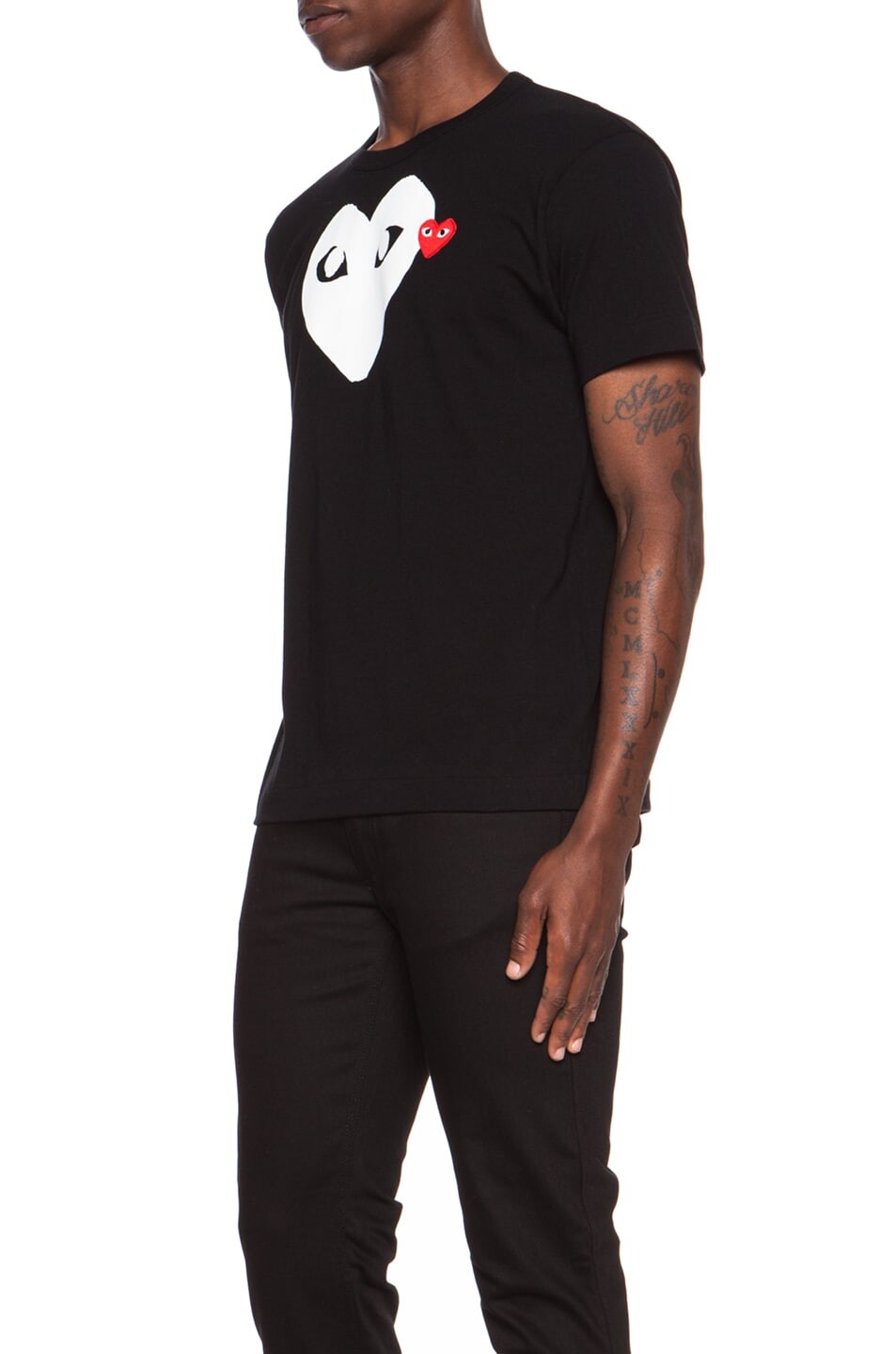 Хлопковая футболка с красной эмблемой Comme Des Garcons Play, черный — фото 2
