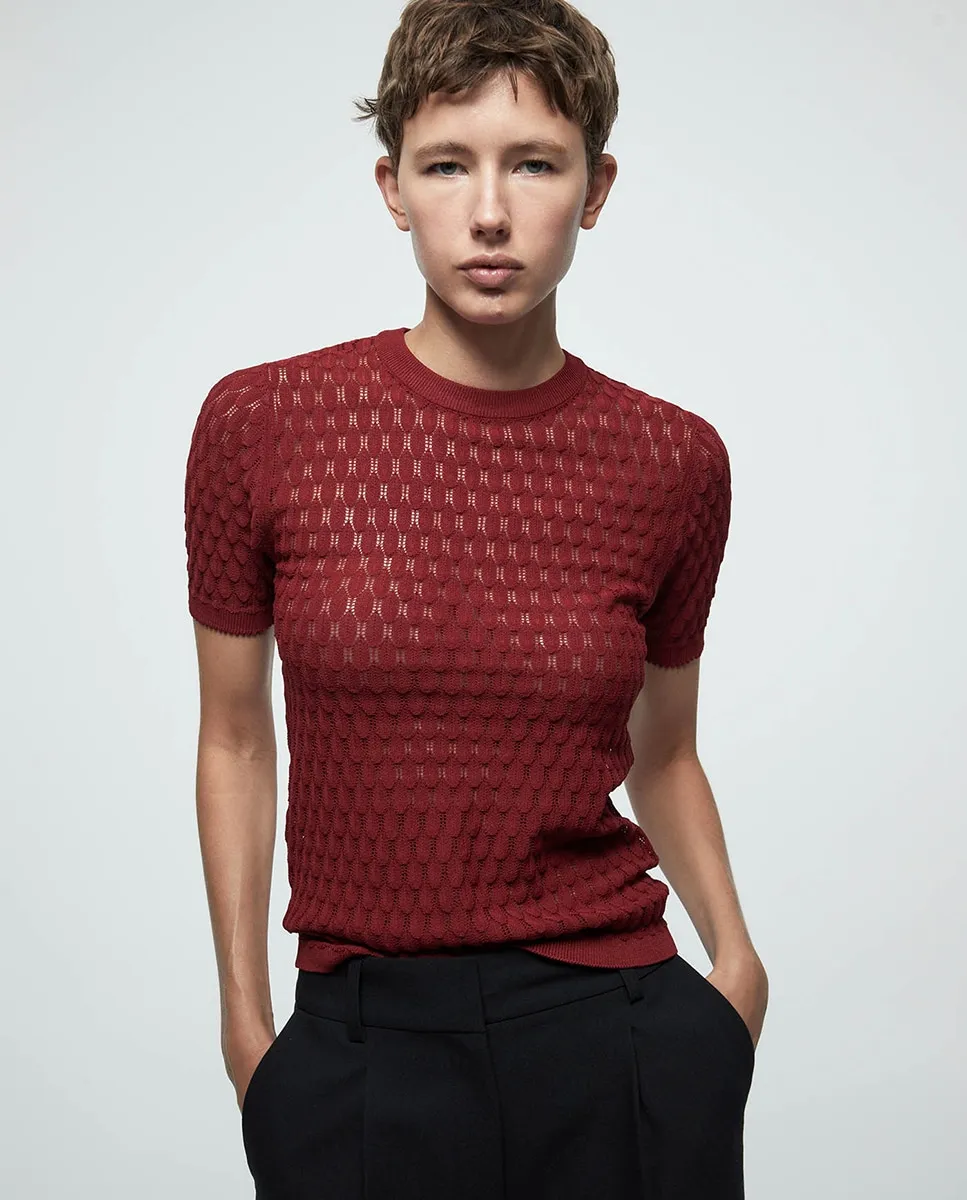 

Ажурный джемпер Sfera, темно-красный