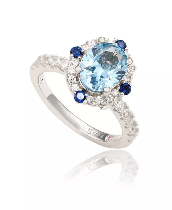 

Кольцо Suzy Levian из стерлингового серебра с овальным кубическим цирконием Suzy Levian New York, blue