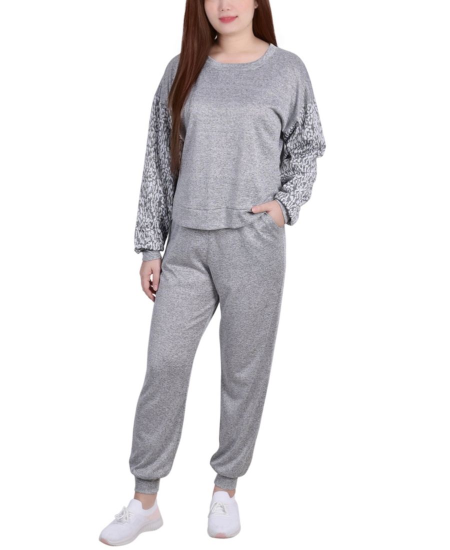 

Женский топ с длинными рукавами и брюки NY Collection, Heather Gray