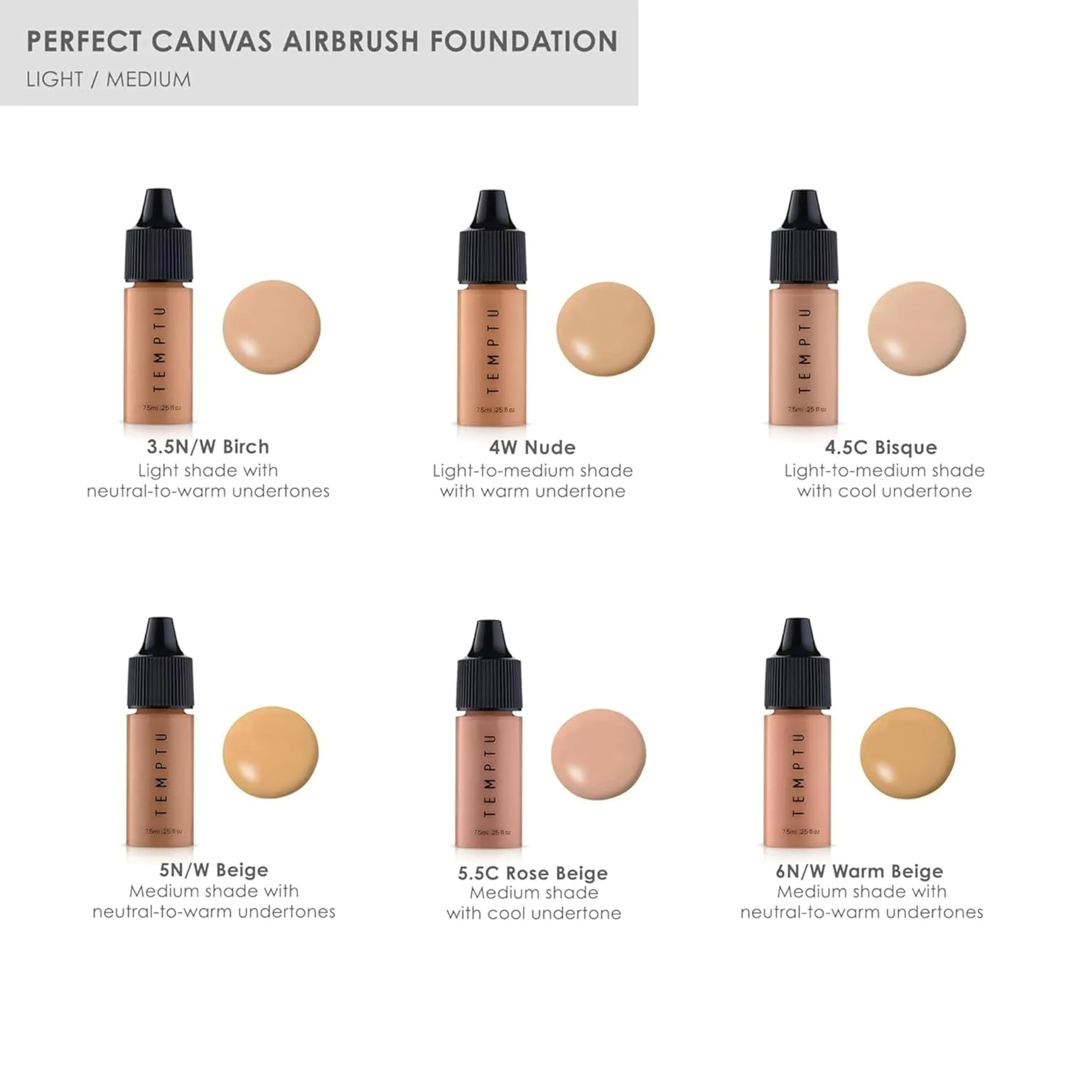 Стартовый набор тональной основы TEMPTU Perfect Canvas Hydra Lock Airbrush Foundation (светлый/средний оттенок) и комплект из 3 картриджей для Airpod Pro — фото 2