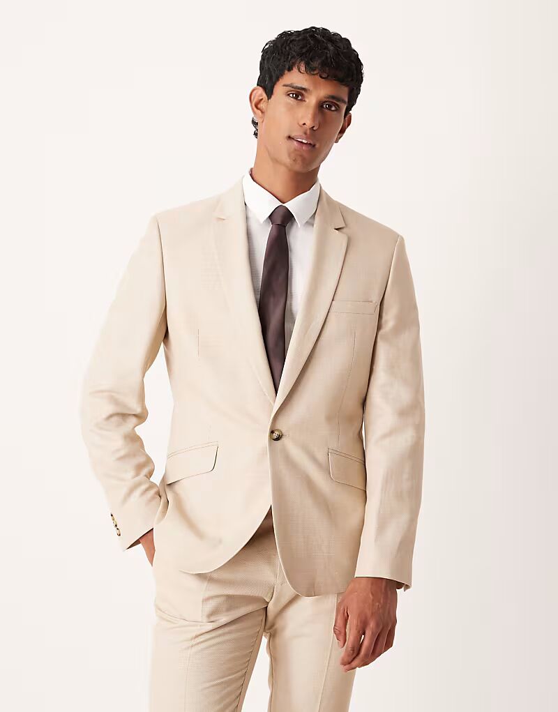 

Тонкий пиджак с микротекстурой камня Asos Design, серо-бежевый