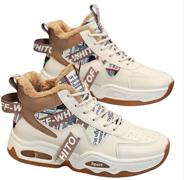 

Мужские высокие кроссовки с флисовой подкладкой, теплая зимняя повседневная обувь для улицы и ежедневной носки, стильная утепленная обувь для мужчин Txlkgqw, хаки