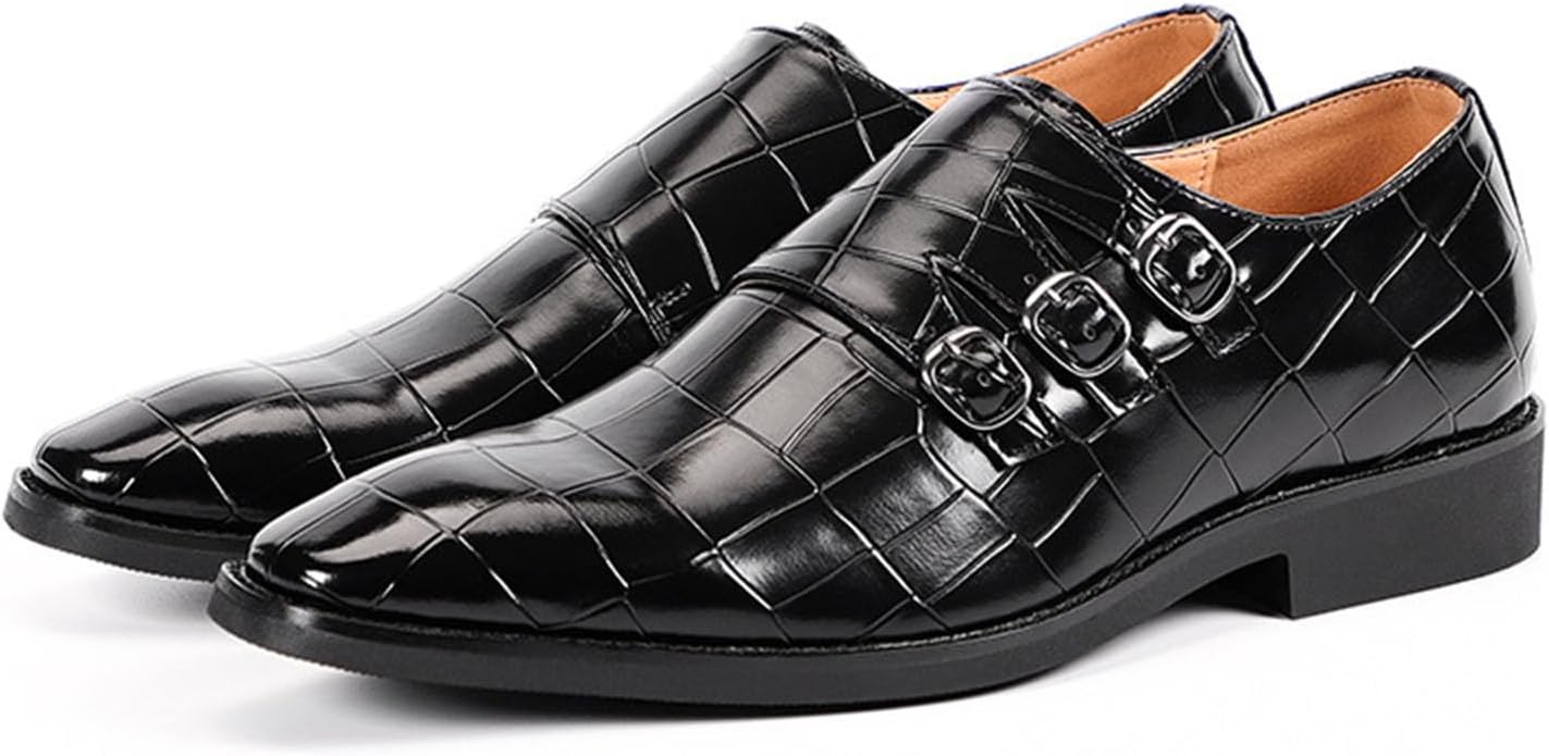 

Мужские классические лоферы с двумя пряжками из лакированной кожи, с закрытым носком, для официального и делового стиля, винтажные, удобные, нескользящие, для свадьбы и формальных мероприятий Myallfeet, черный
