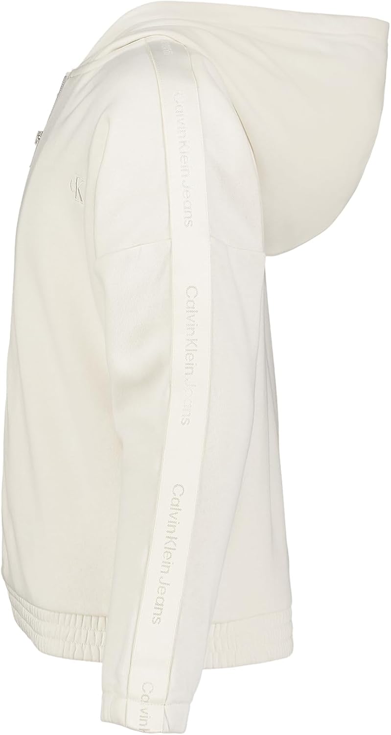 Толстовка Calvin Klein для девочек с длинным рукавом и молнией из флиса, White Shimmer — фото 4