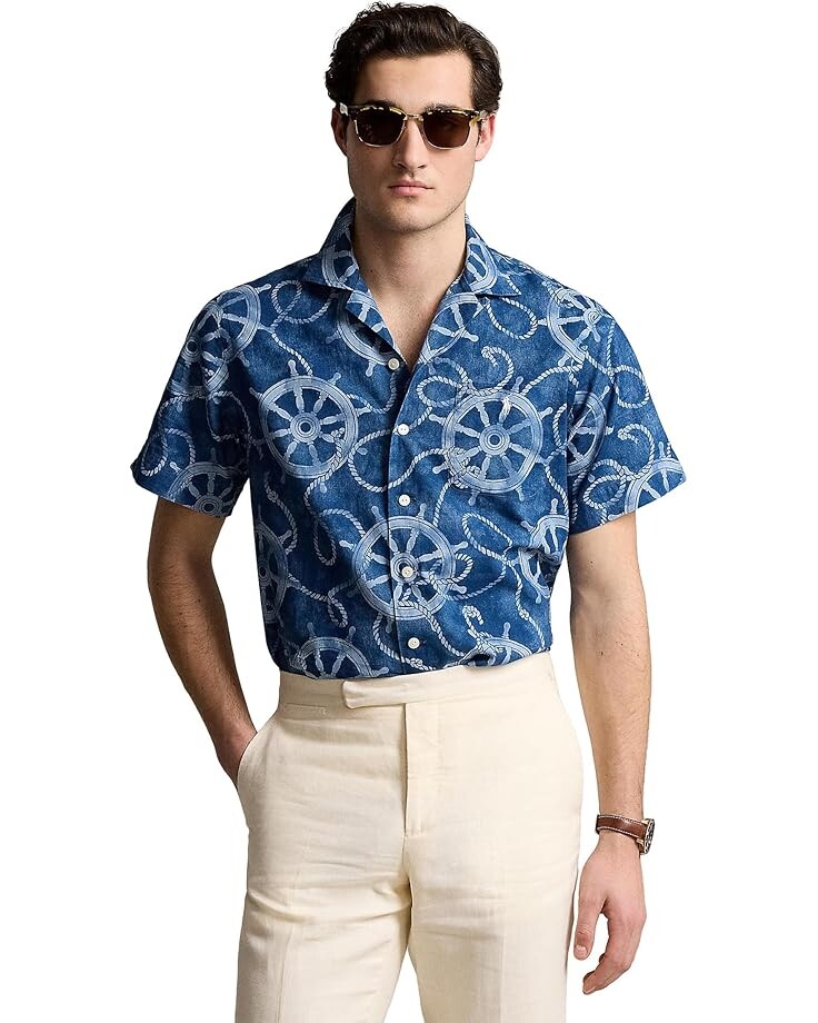 

Поло Polo Ralph Lauren Classic Fit Cotton-Linen Camp Shirt, цвет Ropes & Ship Wheel