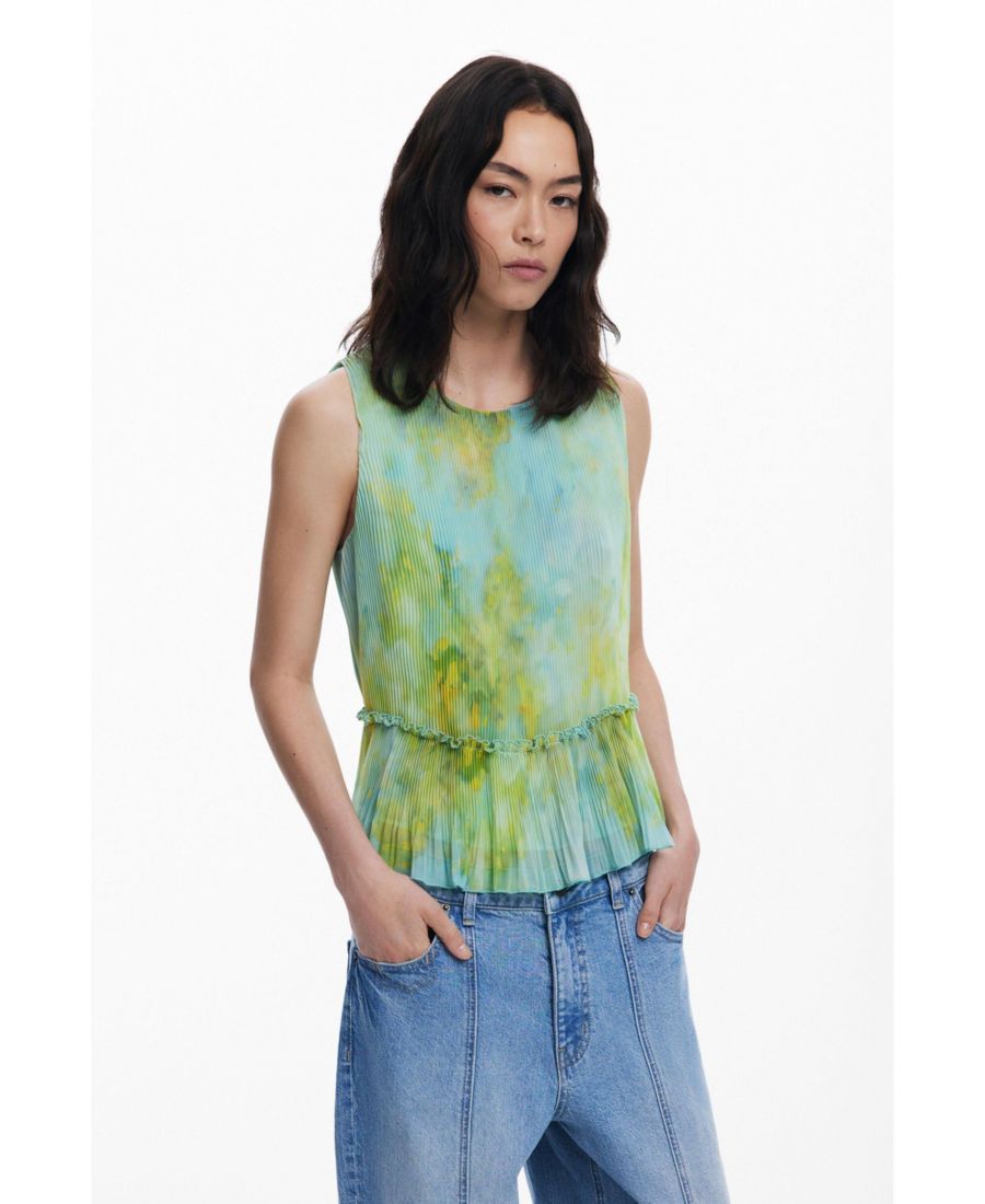 

Женская блузка с оборками и складками Desigual, Water green