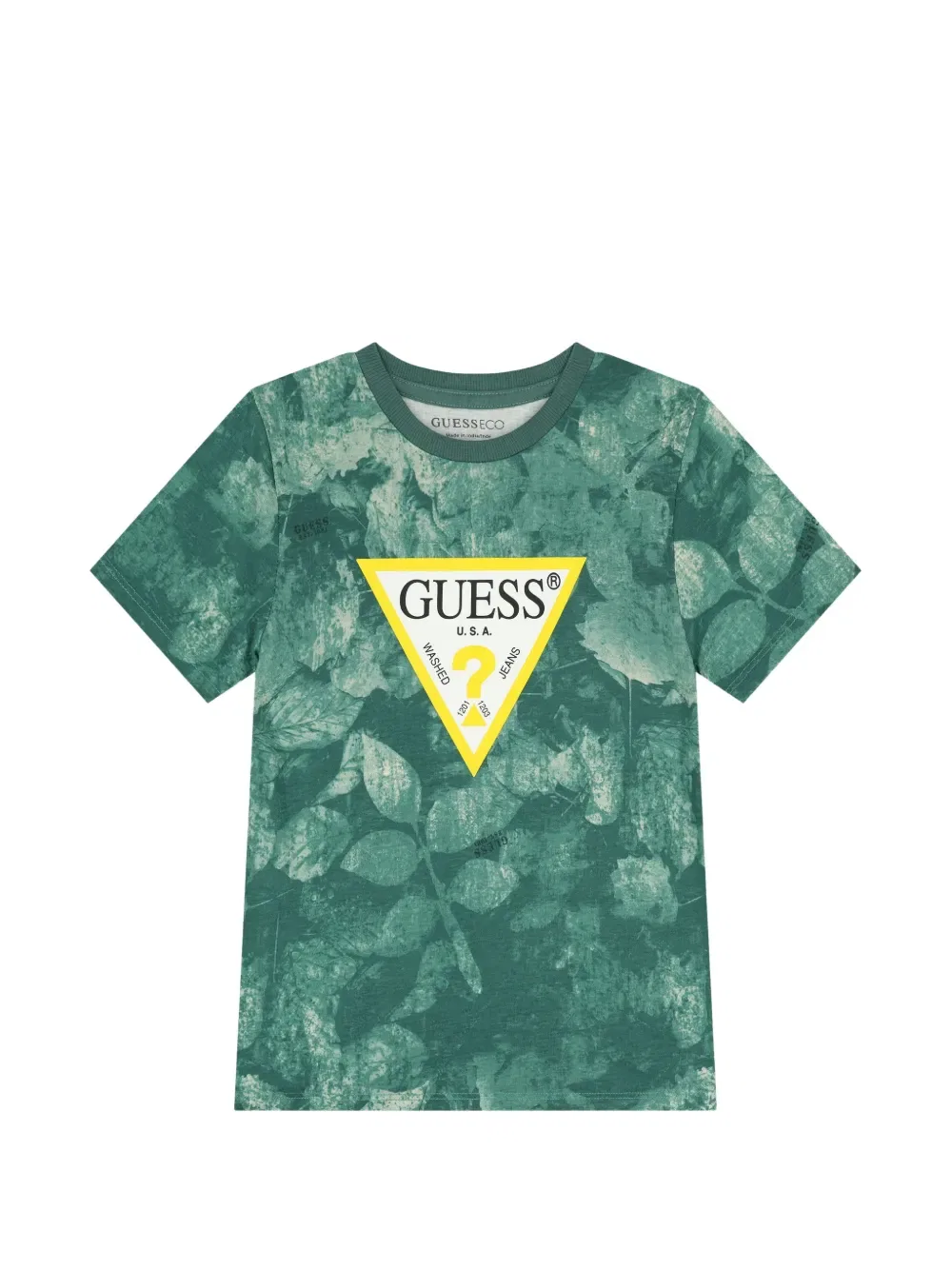 Футболка с принтом в виде листьев Guess Kids, зеленый