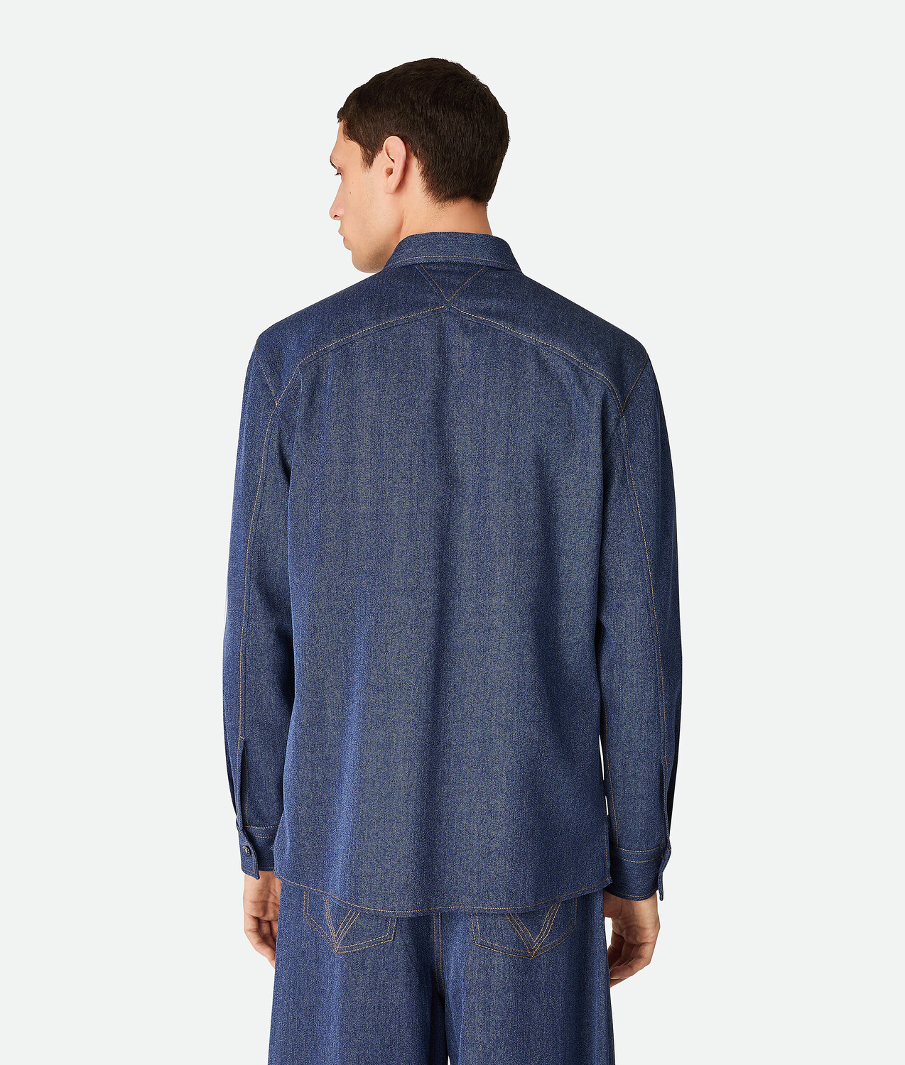 Wool and cotton shirt BOTTEGA VENETA, индиго — фото 3