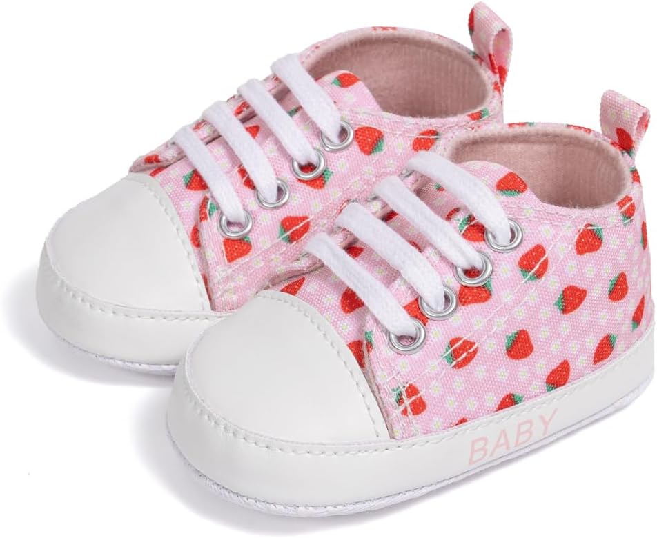 

Детские кеды KIDSUN унисекс для мальчиков и девочек, с мягкой подошвой, на шнуровке, для новорожденных, обувь для первых шагов, для малышей, комнатная обувь, D1-strawberry