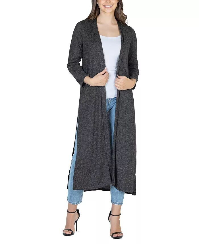 

Женский длинный вязаный кардиган с открытым передом Duster 24seven Comfort Apparel, черный