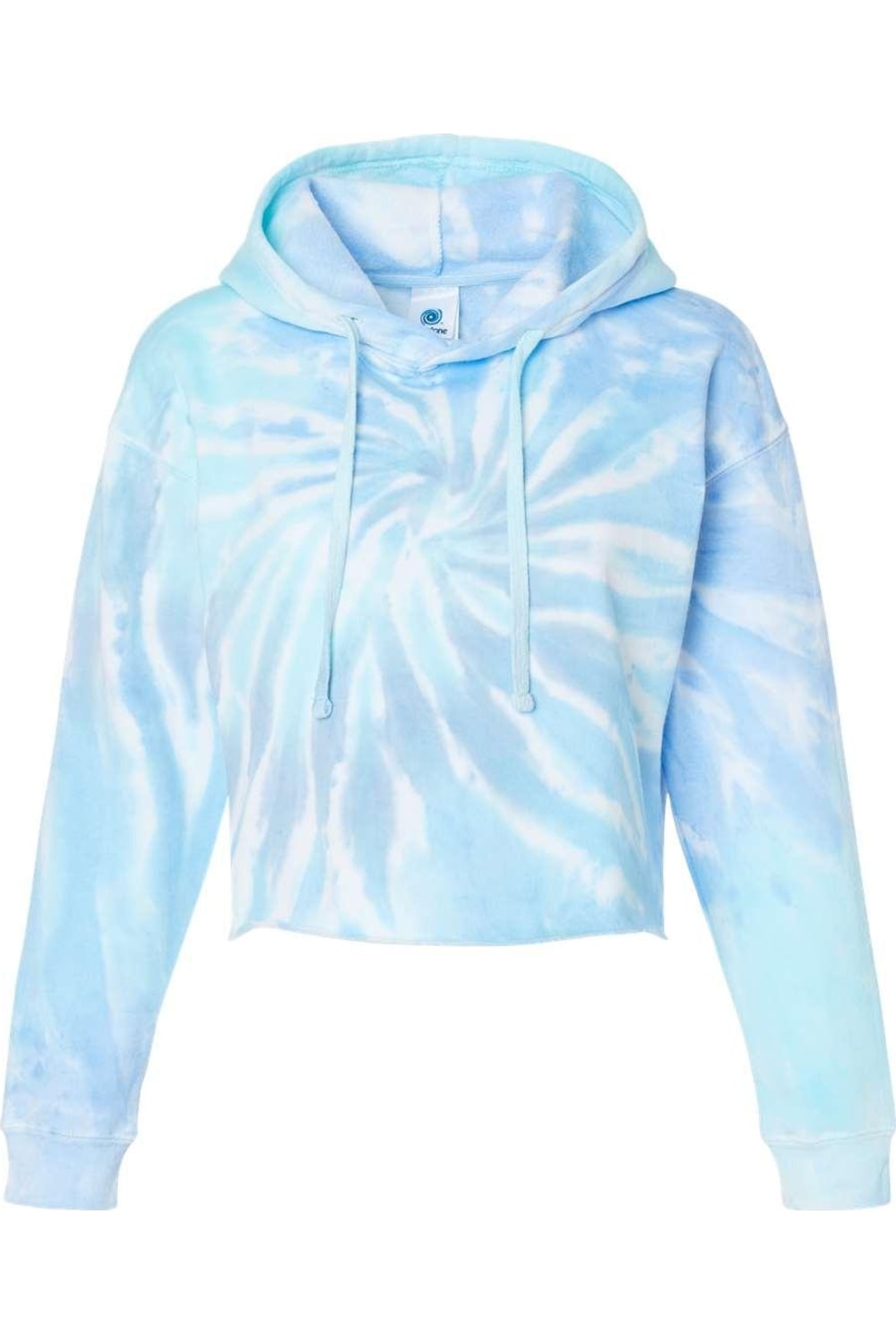 

Женская толстовка Colortone Tie-Dyed Crop с капюшоном, цвет lagoon