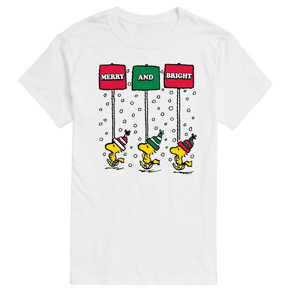 

Мужская футболка Peanuts Woodstock Merry & Bright с рисунком Licensed Character, белый