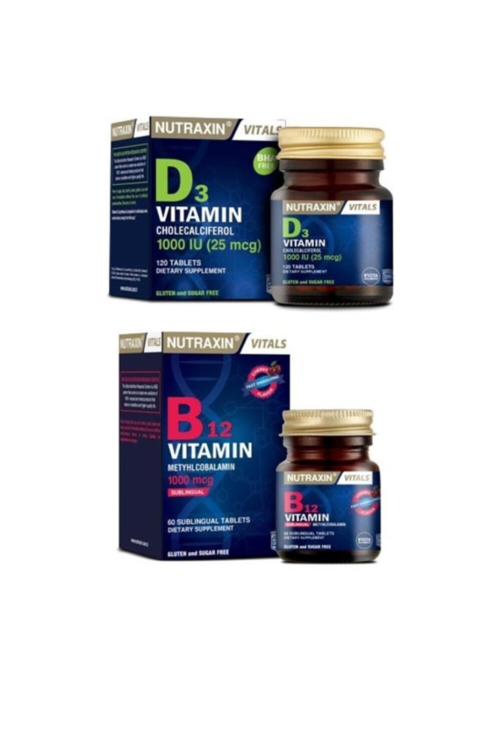 

Nutraxin Vitals Витамин B12 60 таблеток Витамин D3 1000 МЕ 120 таблеток