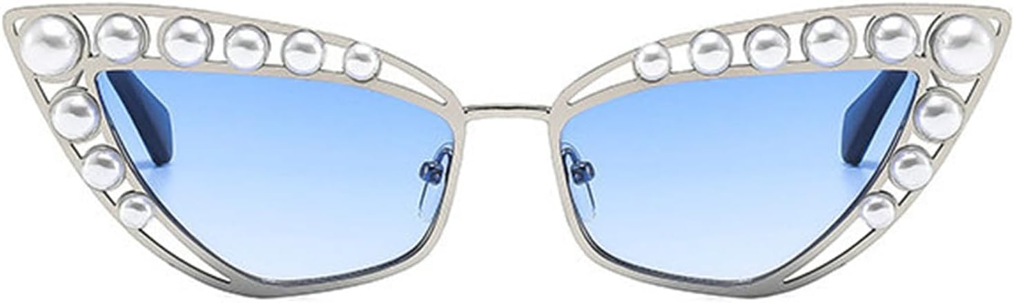 

Солнцезащитные очки Willochra Fashion Diamond Cat Eye для женщин и мужчин в стиле панк с металлической оправой и жемчужными вставками, модные солнцезащитные очки UV400, C6