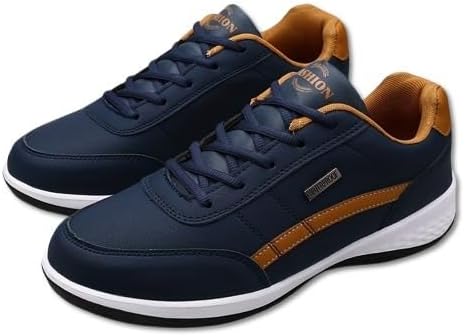 

Мужские кроссовки с шнуровкой однотонного цвета - низкие повседневные кроссовки для ходьбы с верхом из синтетической кожи и внутренней отделкой, подошвой из ЭВА, удобной тканевой стелькой для занятий на улице, в парке, фитнес-зале Minlaidian, си...