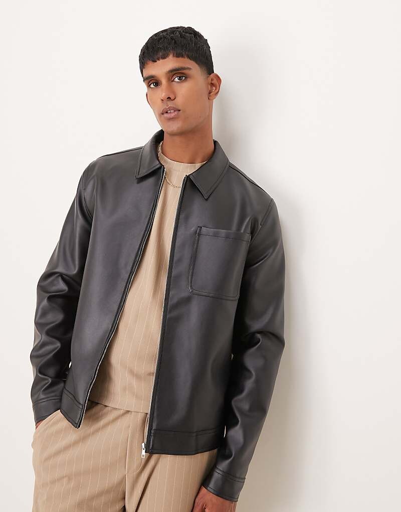 

ASOS DESIGN — черная куртка из искусственной кожи Harrington