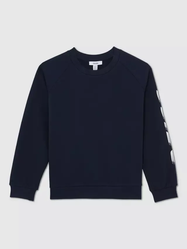Детская хлопковая толстовка с логотипом, темно-синяя Reiss — фото 2