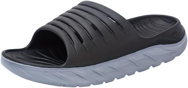 

Мужские шлепанцы HoaloX быстросохнущие, легкие и нескользящие, с открытым носком для дома, улицы, пляжа и душа, весна и лето, черный/серый