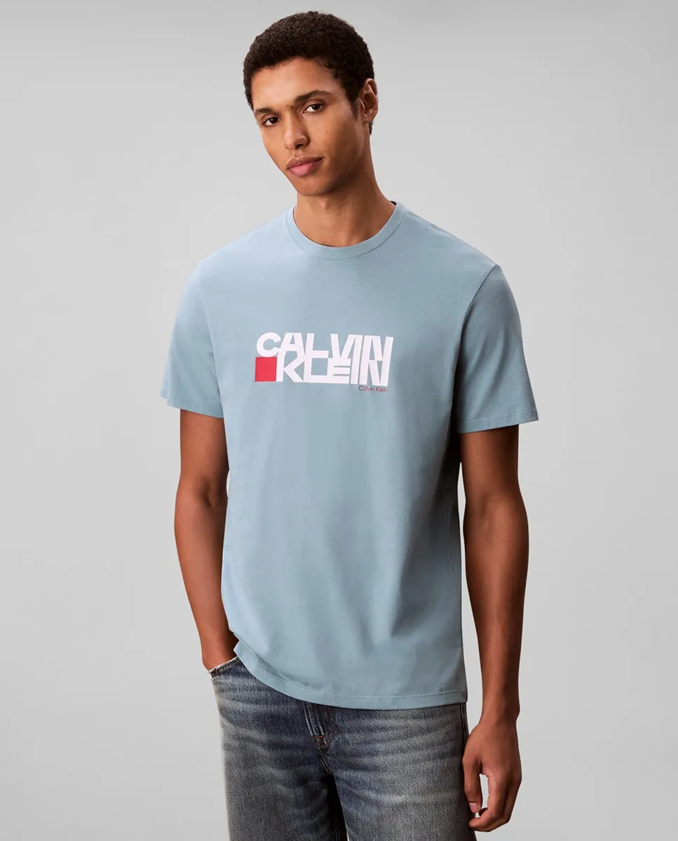 

Футболка мужская с графикой Calvin Klein Jeans, светло-голубой