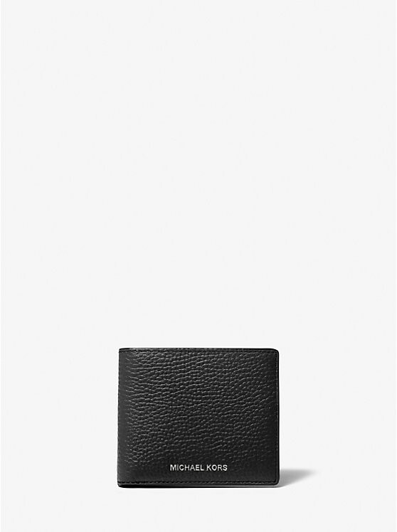 

Тонкий складной кошелек Hudson из шагреневой кожи Michael Kors Mens, черный
