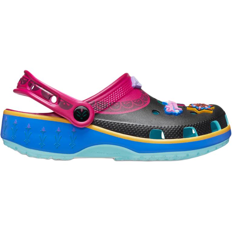 Классические противоскользящие износостойкие низкие детские сандалии Clog Kids' Crocs, синий/черный/фиолетовый — фото 2