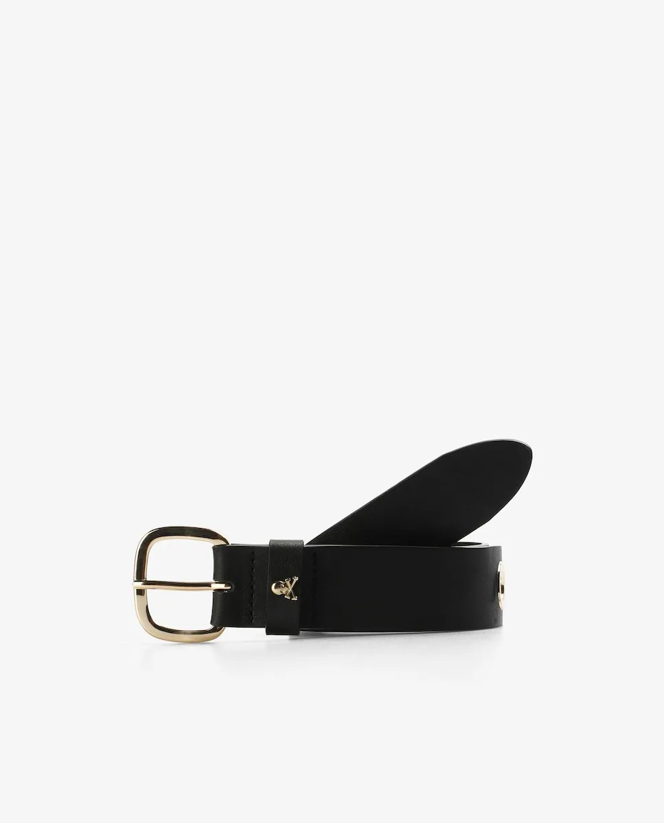 

Женский кожаный ремень с пряжкой Scalpers, черный