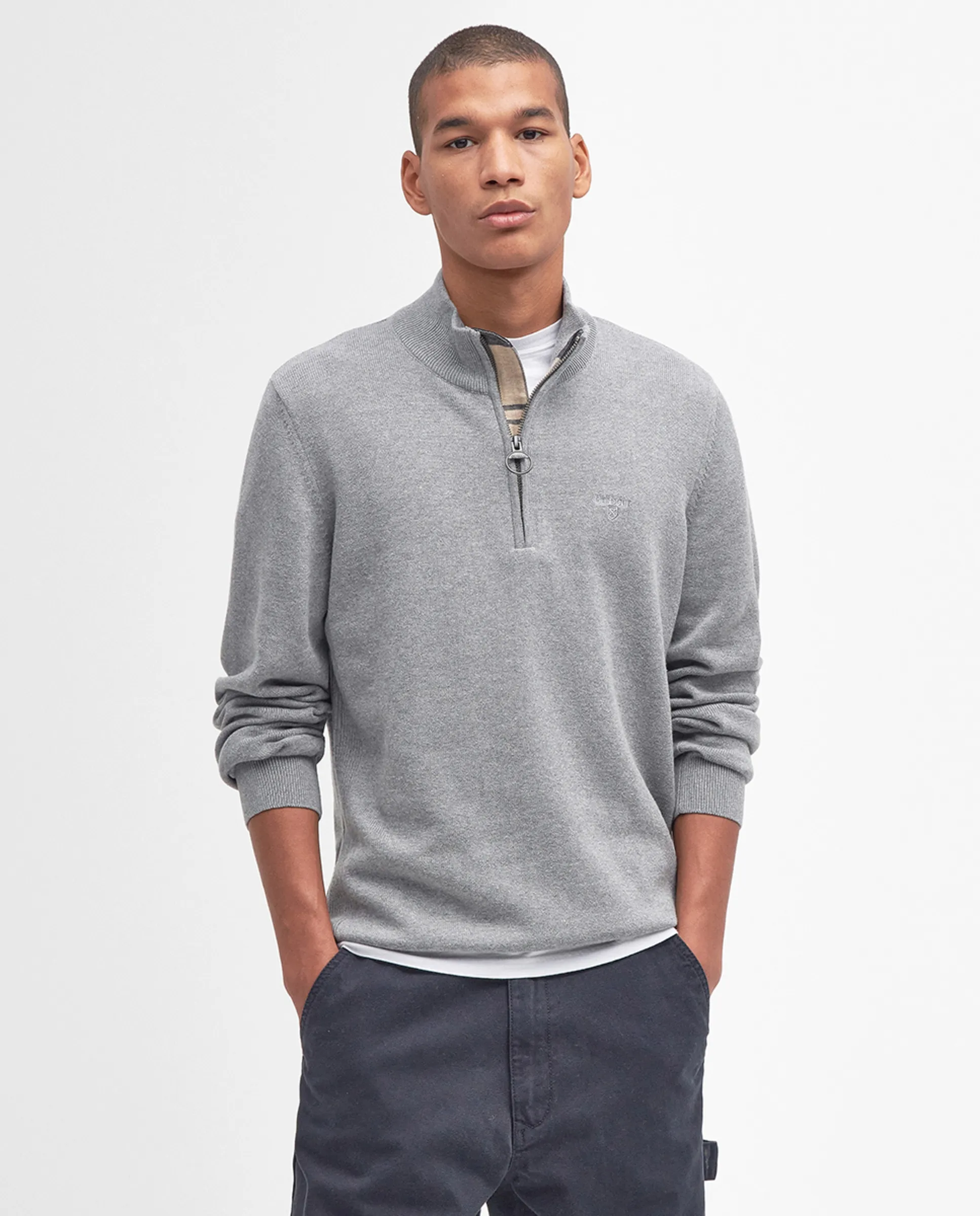 

Мужской свитер с полумолнией Barbour, серый