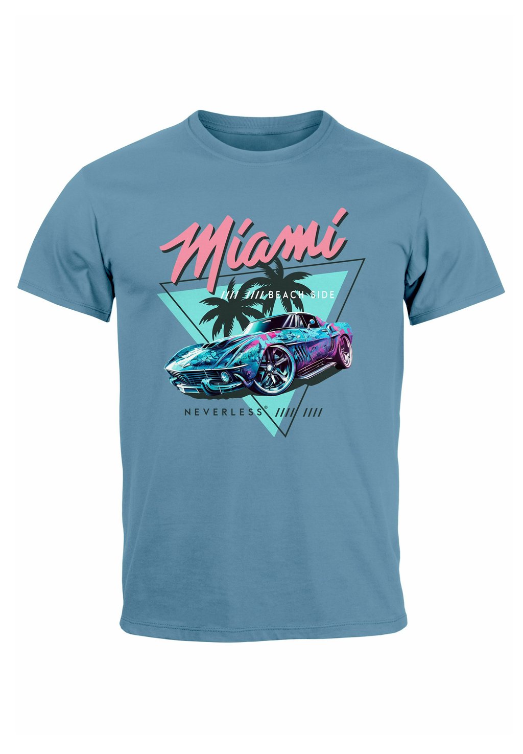 

Футболка с принтом MIAMI BEACH SURFING MOTIV USA RETRO AUTO Neverless, синий