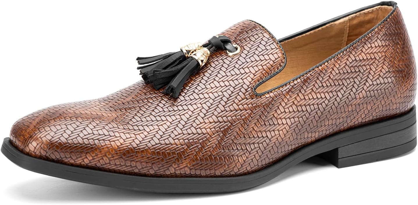 

Мужские винтажные бархатные лоферы с вышивкой, элегантные лоферы без застежки, тапочки-лоферы с кисточками Jitai, коричневый