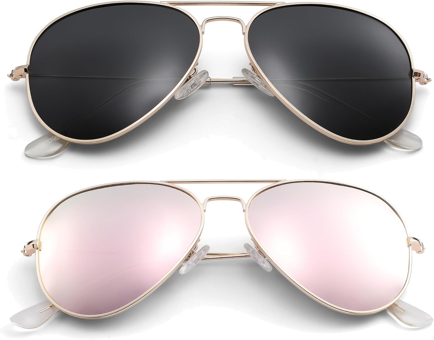 

Солнцезащитные очки Pro Acme Aviator для мужчин и женщин, классические поляризованные, с защитой от УФ-излучения UV400, (2 Pairs) Gold Frame/Black Lens + Gold Frame/Pink Mirrored Lens