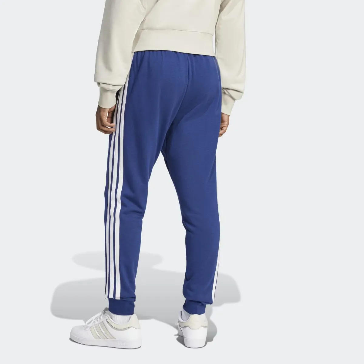 Мужские базовые французские махровые брюки Adidas в 3 полоски, синий — фото 2