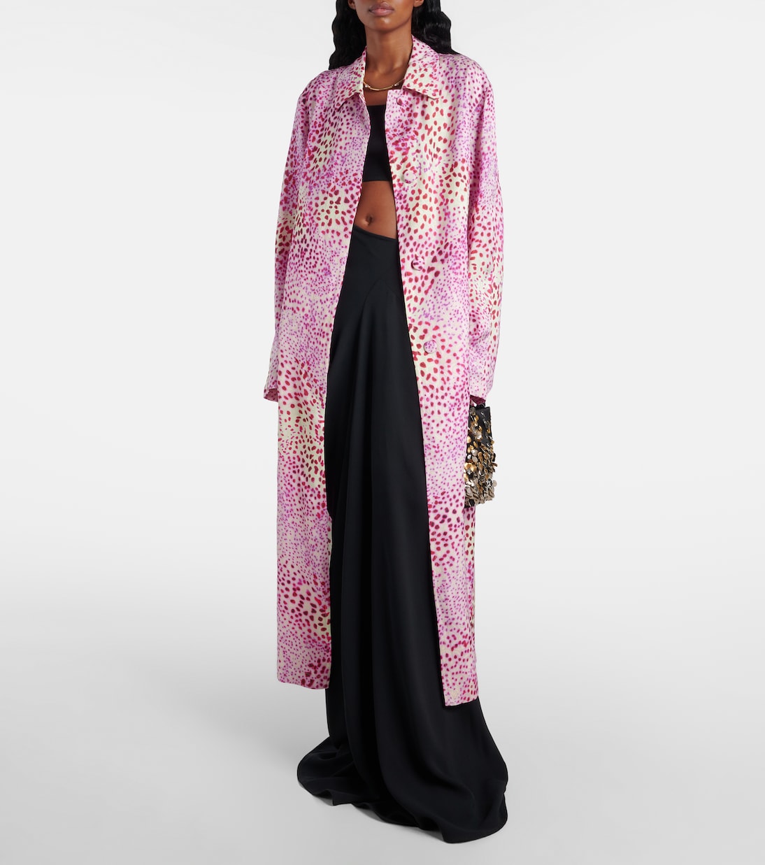 Пальто из жаккарда с принтом Dries Van Noten, фуксия — фото 2