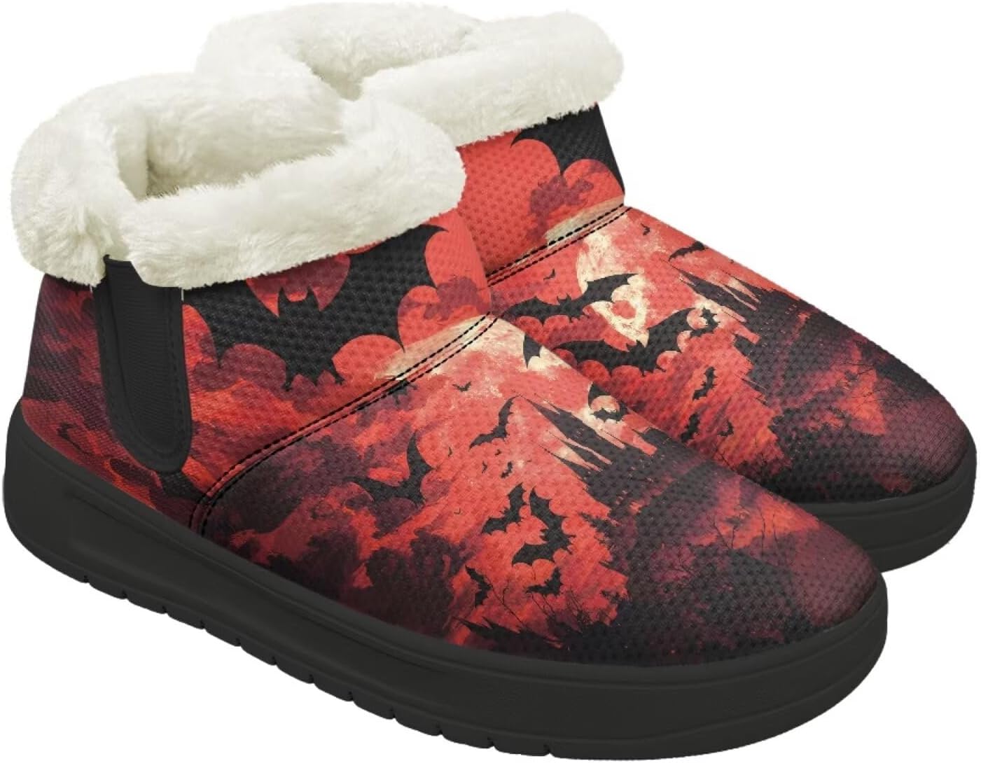 

Зимние утепленные ботинки Forchrinse для женщин и мужчин, комфортные полусапожки с антискользящей подошвой для улицы, Halloween Bat Haunted House