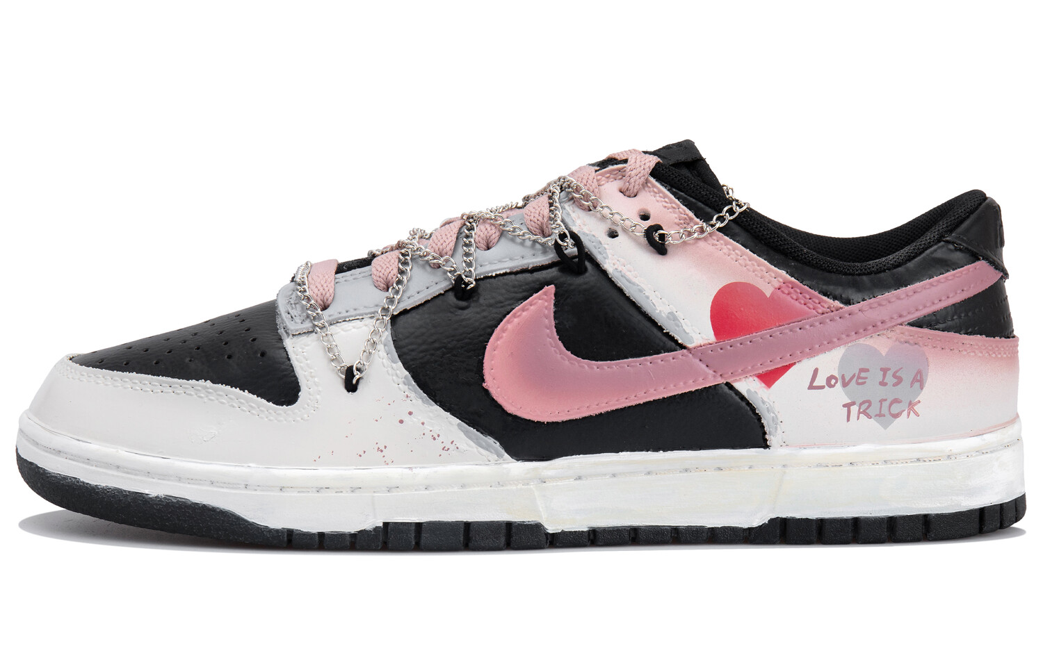 

Кроссовки Nike Dunk Skateboarding Shoes Women's Low-top Black/pink, черный/розовый
