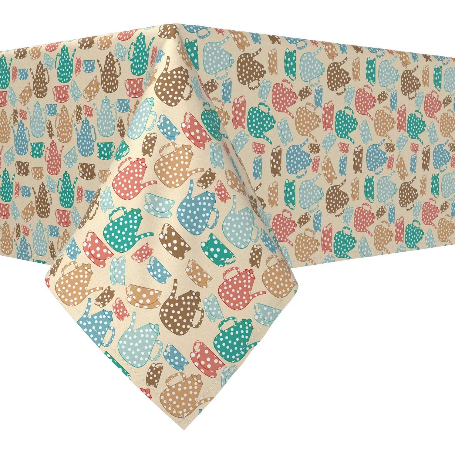 

Квадратная скатерть, 100 % полиэстер, 70x70 дюймов, в горошек, «Время чаепития»