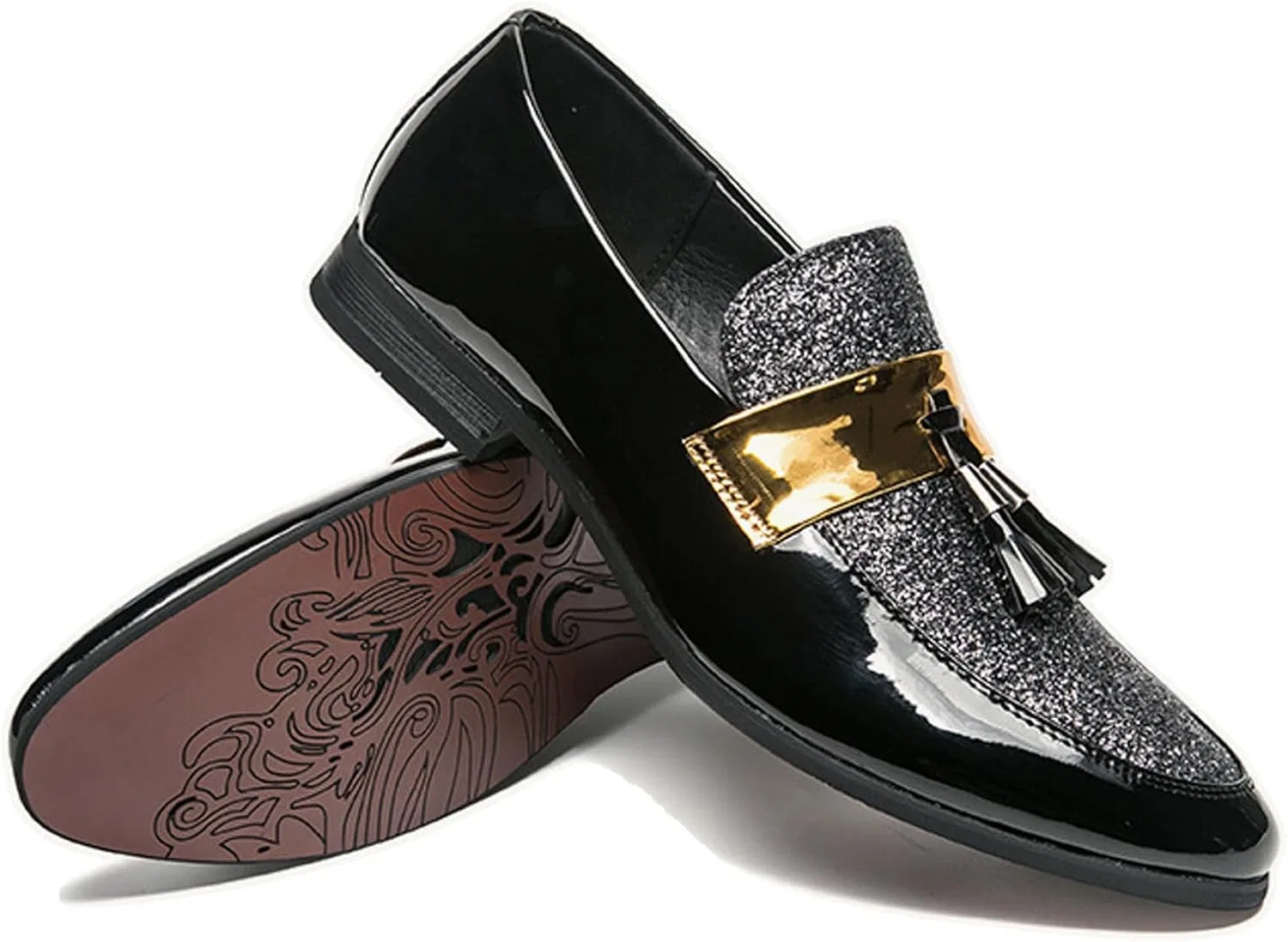 Лоферы мужские с блестками, без бренда, модель Slip On Loafer, черный LMUIPMAA
