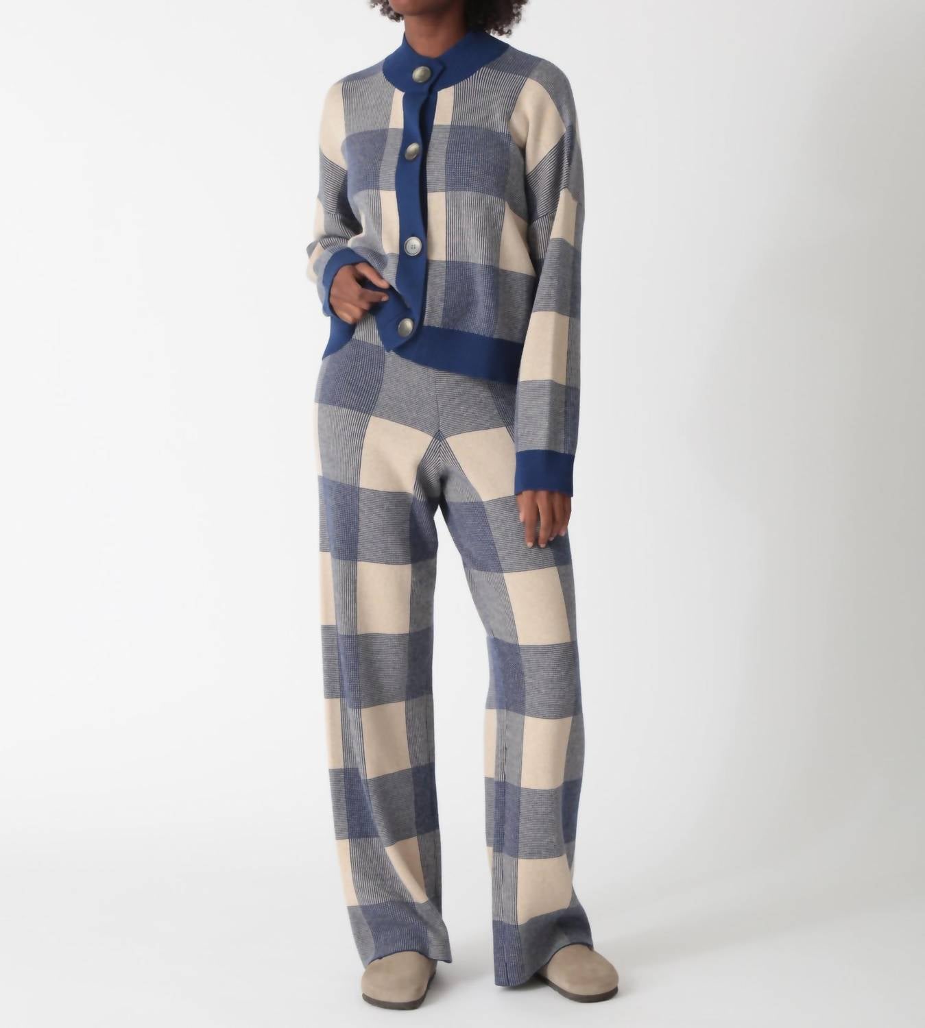 

Кардиган Rudi в клетку индиго/песочный Electric & Rose