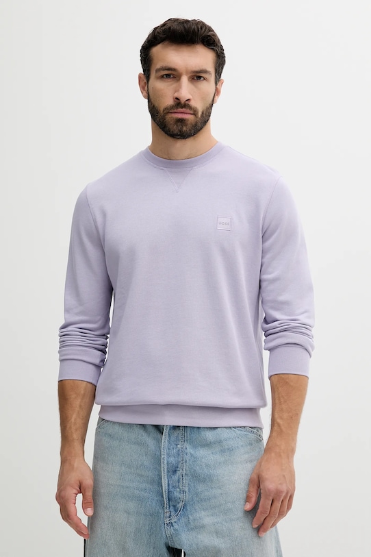 

Хлопковая толстовка Boss Orange, фиолетовый