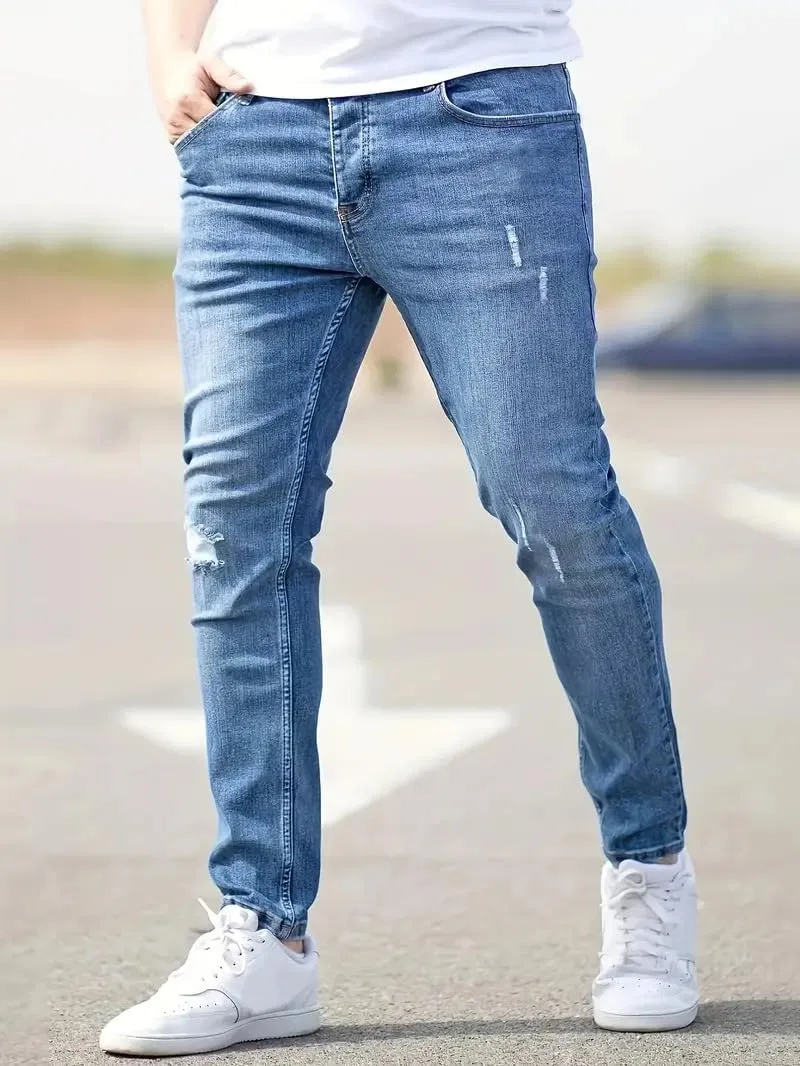Джинсы скинни Vintage Distressed, Blue — фото 3