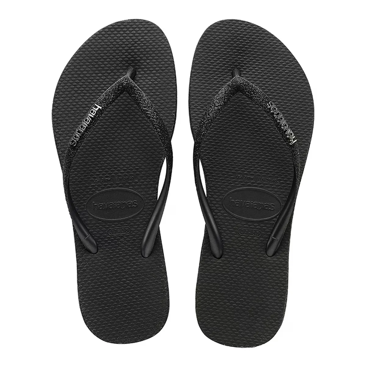 Женские шлепанцы Slim Sparkle Havaianas, чёрный