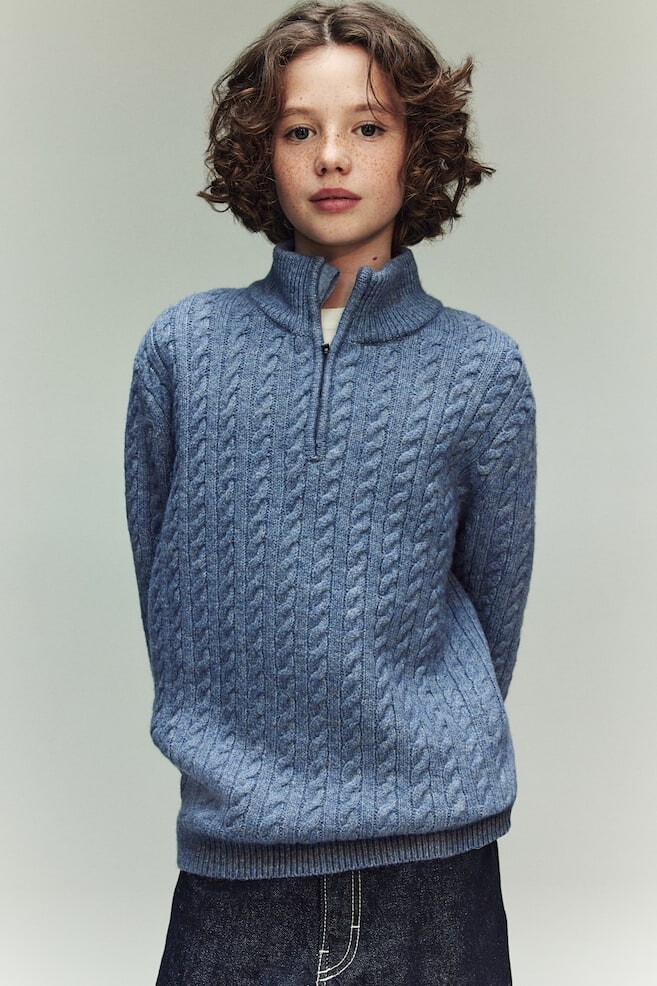 

Свитер с косами и застежкой-молнией H&M, синий