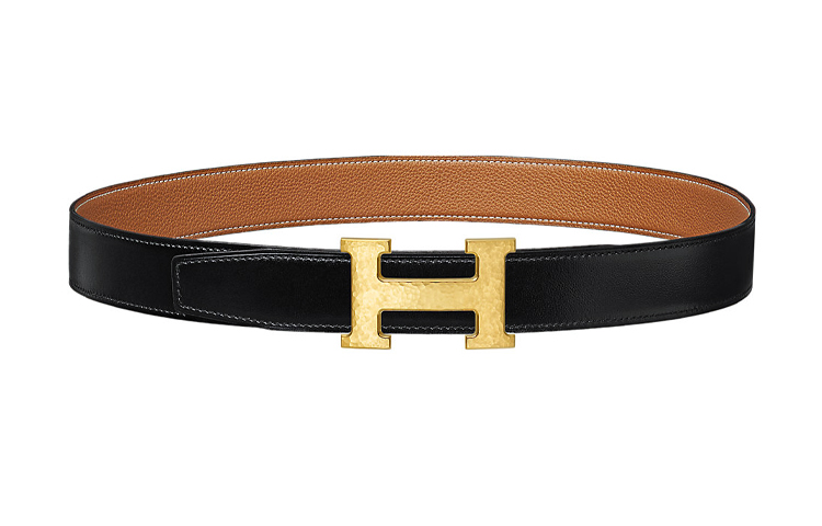 HERMES Ремень мужской из телячьей кожи, Black Gold — фото 3