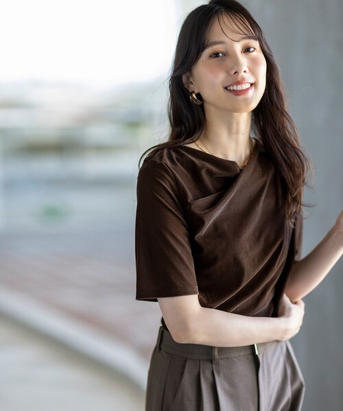 

Футболка женская, полупрозрачный бархат ANY SIS, темно-коричневый