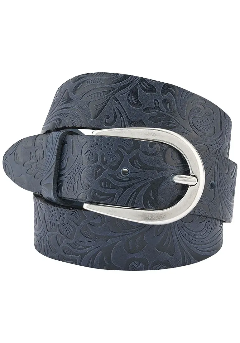 

Кожаный ремень BERND GÖTZ с цветочным тиснением, синий
