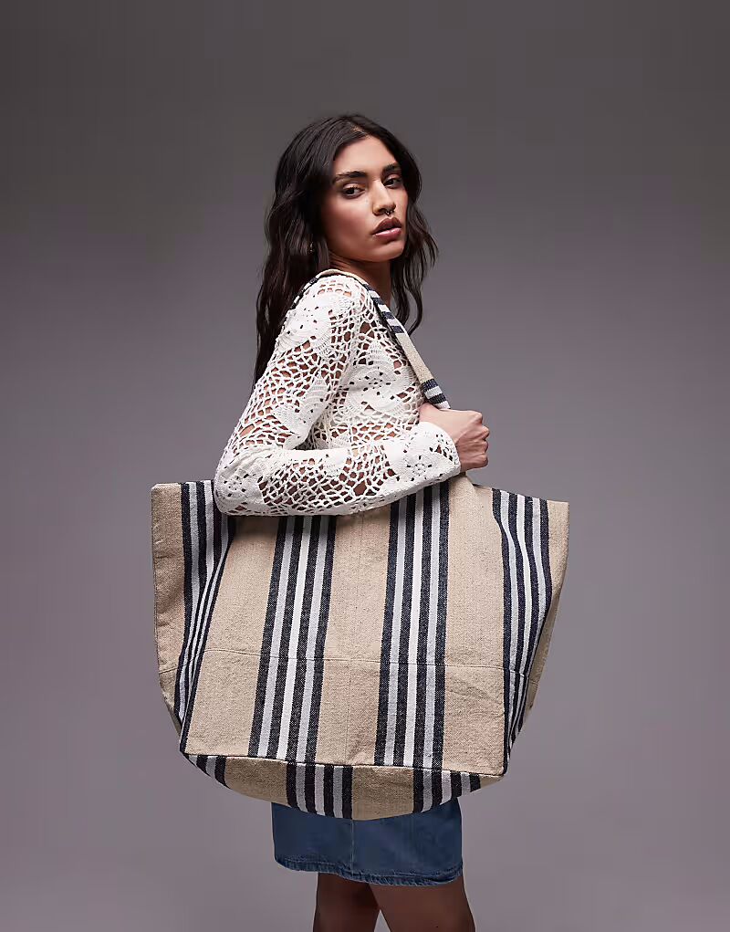 

Сумка-холщовая сумка Topshop Tina в нейтральную полоску