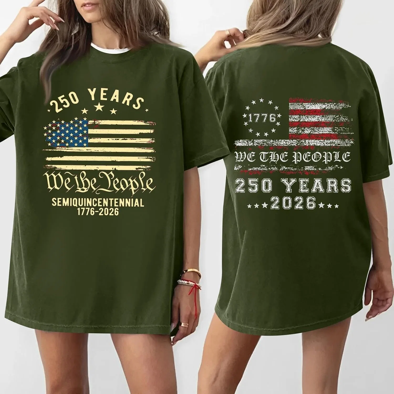 Женская блуза с патриотическим принтом, бренд Generic, цвет 1-dark Green — фото 2