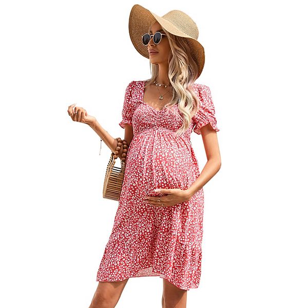 

Женское платье для беременных с вырезом sweetheart и рюшами Seoria, Pink Floral