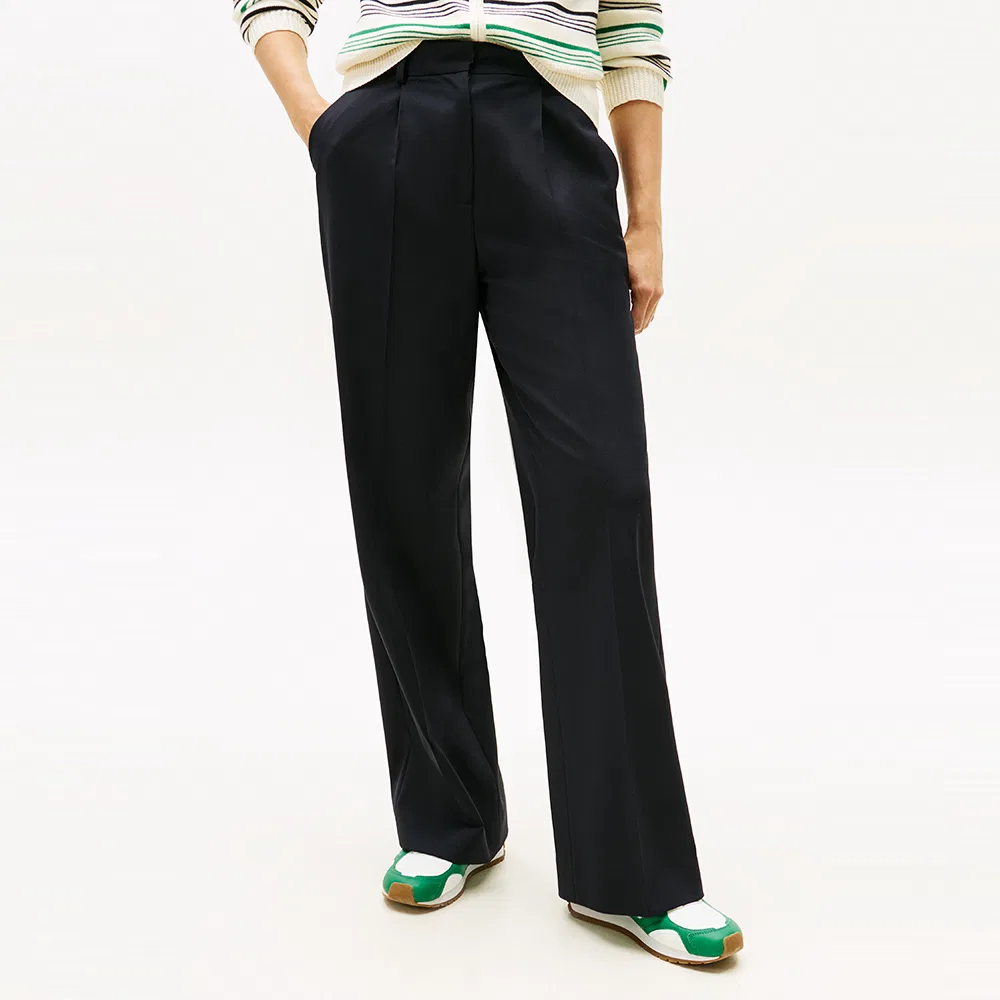 Женские широкие брюки Timeless Wool тёмно-синие от Tommy Hilfiger Women — фото 3